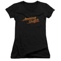 American Graffiti Neon Logo Junior Sheer Cap Sleeve V-Neck Womens T Shirt Black Hoodie, Sweatshirt | CiraTrend.com
