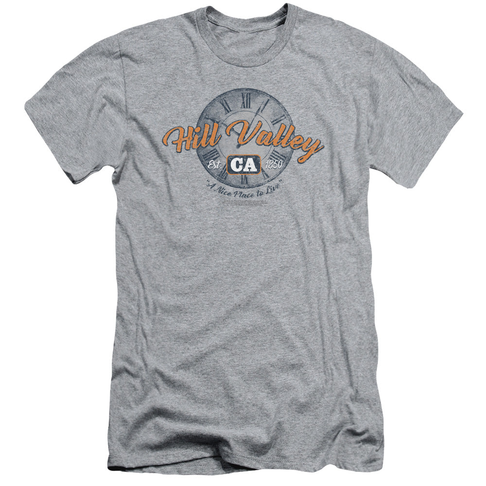 Back To The Future Hill Valley Slim Fit Mens T Shirt Athletic Heather Hoodie, Sweatshirt | CiraTrend.com