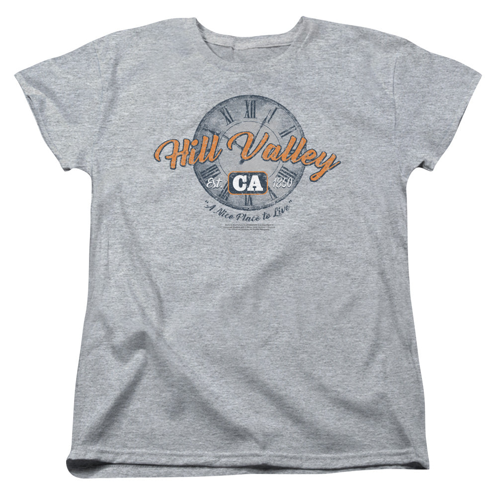 Back To The Future Hill Valley Womens T Shirt Athletic Heather Hoodie, Sweatshirt | CiraTrend.com