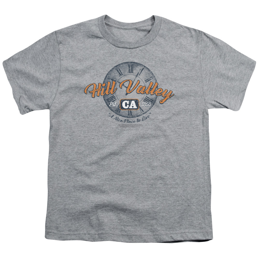 Back To The Future Hill Valley Kids Youth T Shirt Athletic Heather Hoodie, Sweatshirt | CiraTrend.com