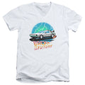 Back To The Future Airbrush Mens Slim Fit V-Neck T Shirt White Hoodie, Sweatshirt | CiraTrend.com