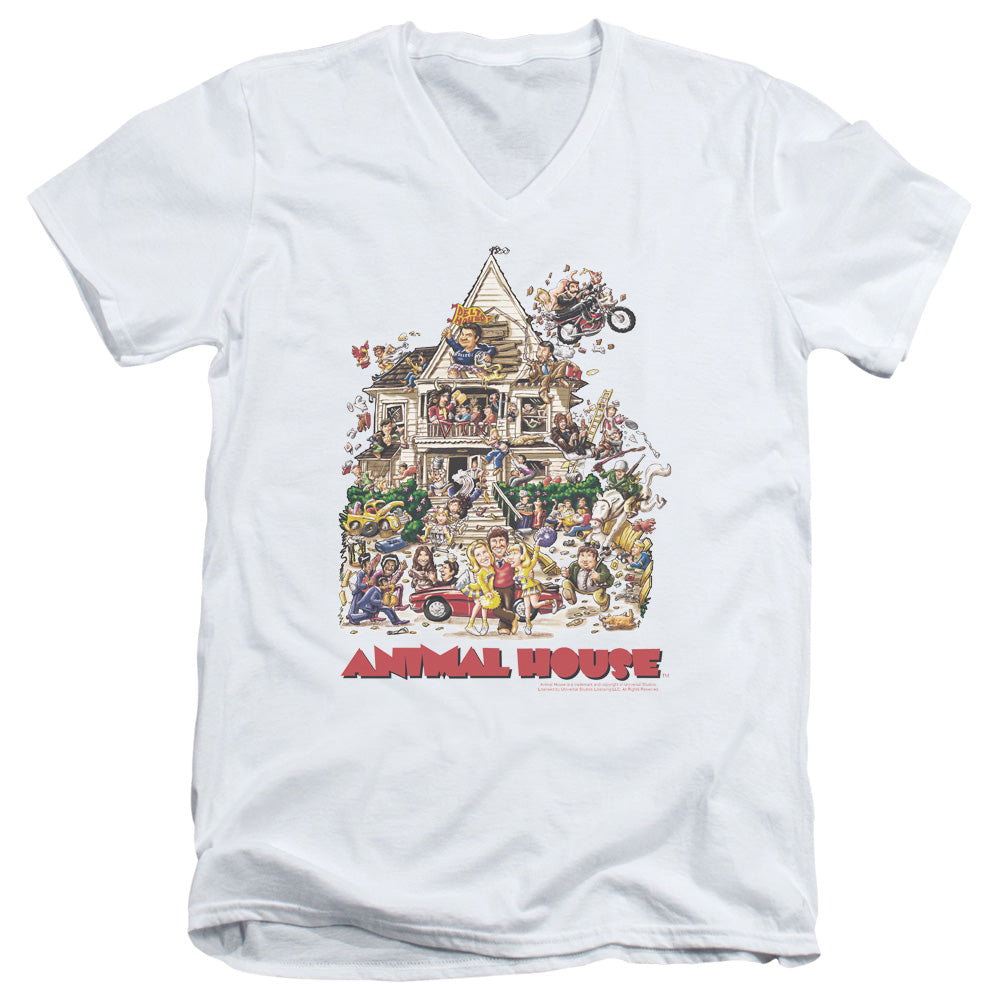 Animal House Poster Art Mens Slim Fit V-Neck T Shirt White Hoodie, Sweatshirt | CiraTrend.com