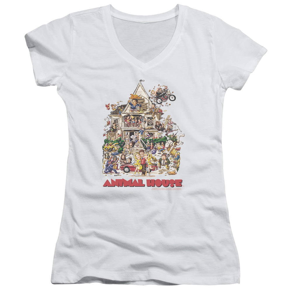 Animal House Poster Art Junior Sheer Cap Sleeve V-Neck Womens T Shirt White Hoodie, Sweatshirt | CiraTrend.com