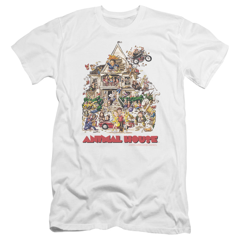 Animal House Poster Art Premium Bella Canvas Slim Fit Mens T Shirt White Hoodie, Sweatshirt | CiraTrend.com (Image 1)
