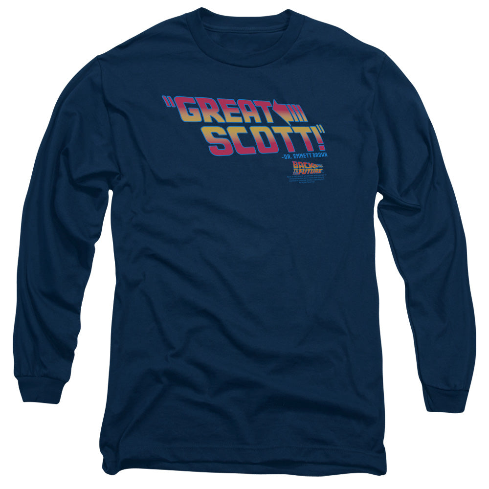 Back To The Future Great Scott Mens Long Sleeve Shirt Navy Hoodie, Sweatshirt | CiraTrend.com (Image 2)