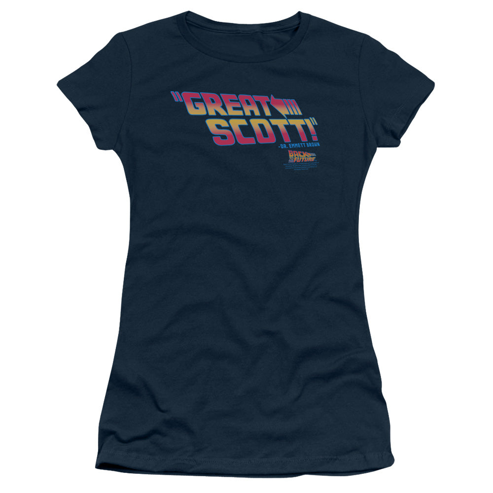 Back To The Future Great Scott Junior Sheer Cap Sleeve Womens T Shirt Navy Blue Hoodie, Sweatshirt | CiraTrend.com