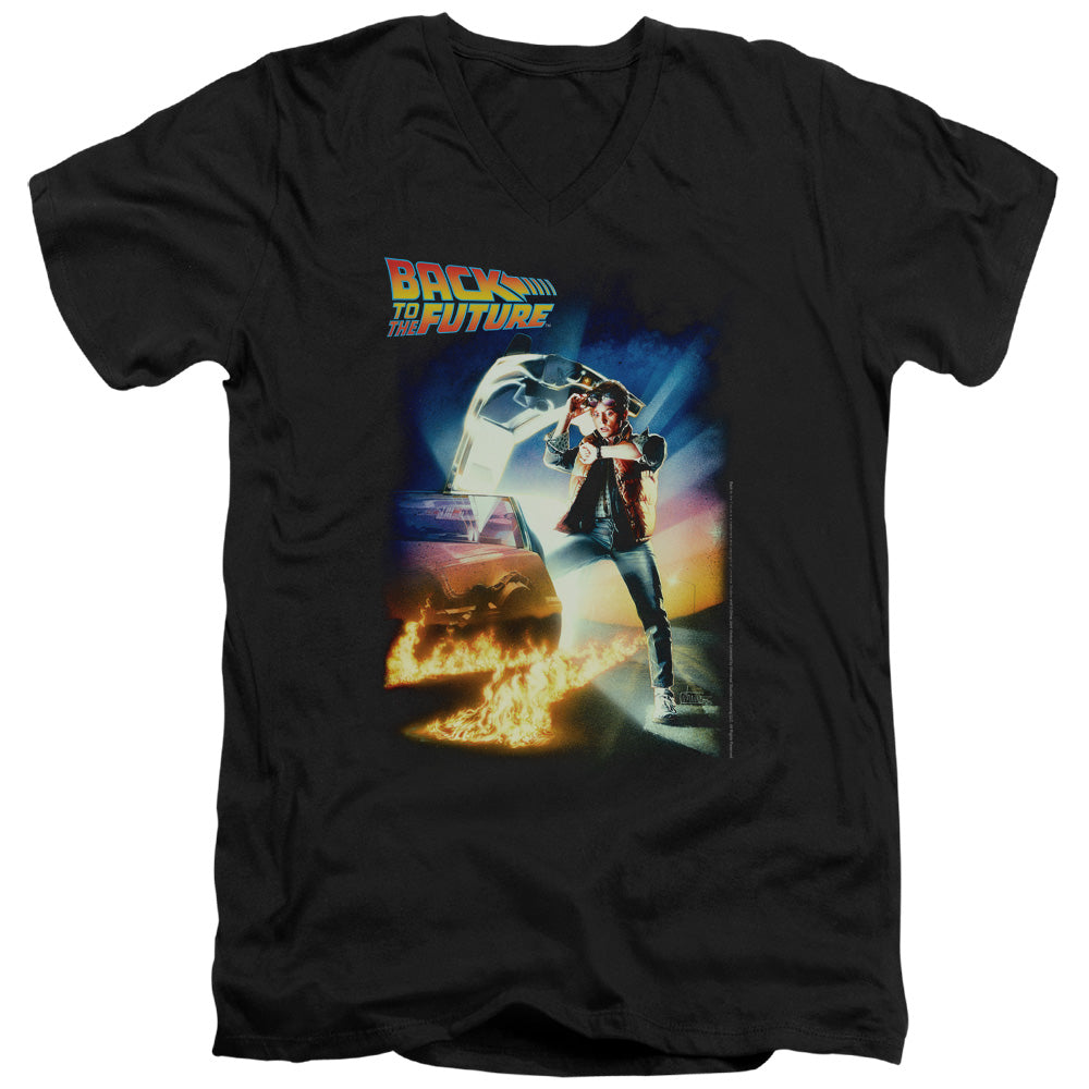 Back To The Future Poster Mens Slim Fit V-Neck T Shirt Black Hoodie, Sweatshirt | CiraTrend.com