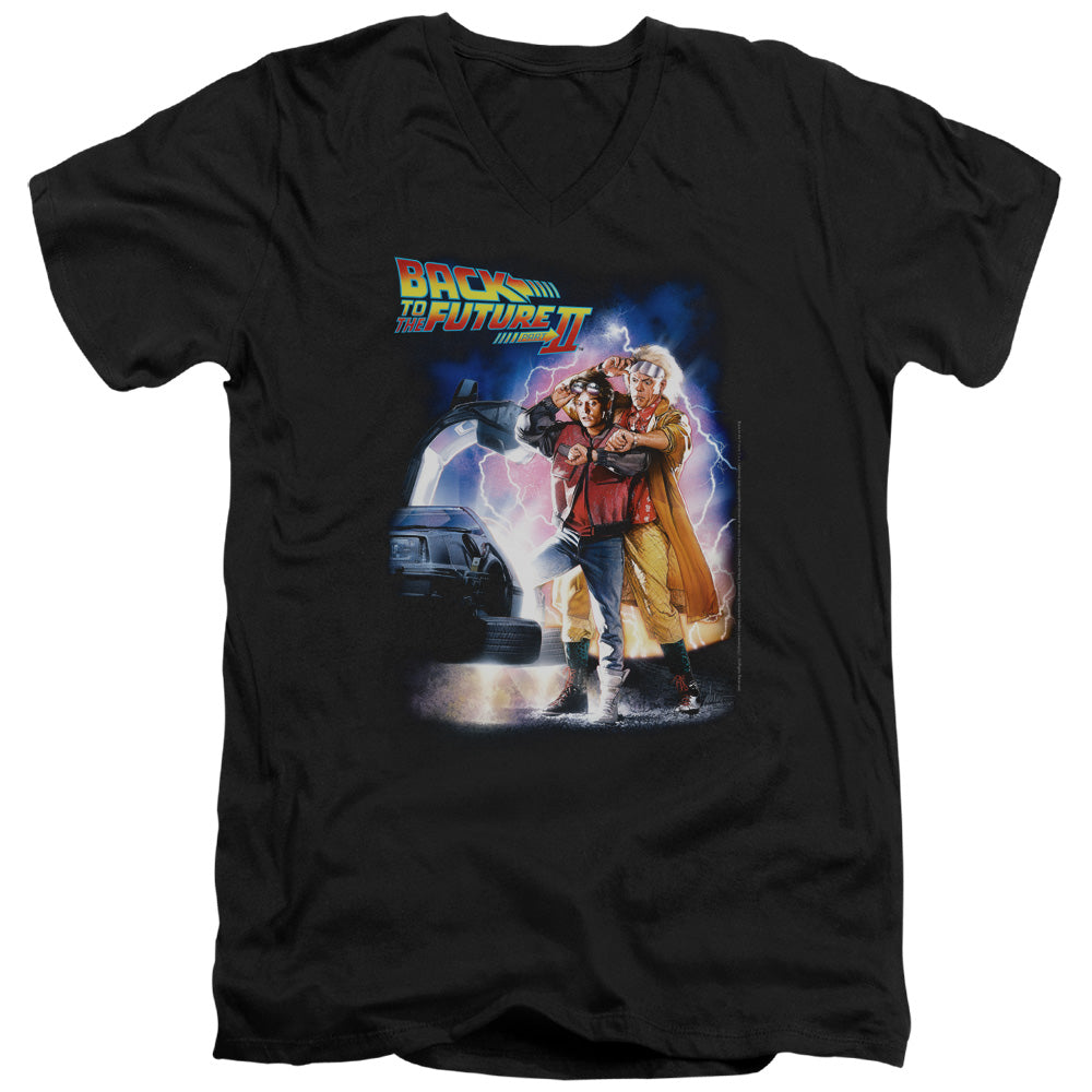 Back To The Future II Poster Mens Slim Fit V-Neck T Shirt Black Hoodie, Sweatshirt | CiraTrend.com