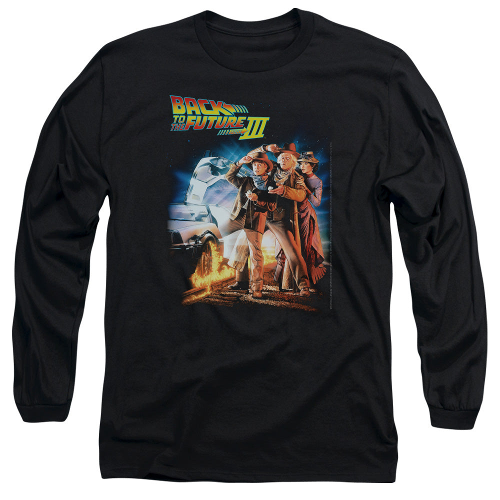 Back To The Future Iii Poster Mens Long Sleeve Shirt Black Hoodie, Sweatshirt | CiraTrend.com (Image 2)