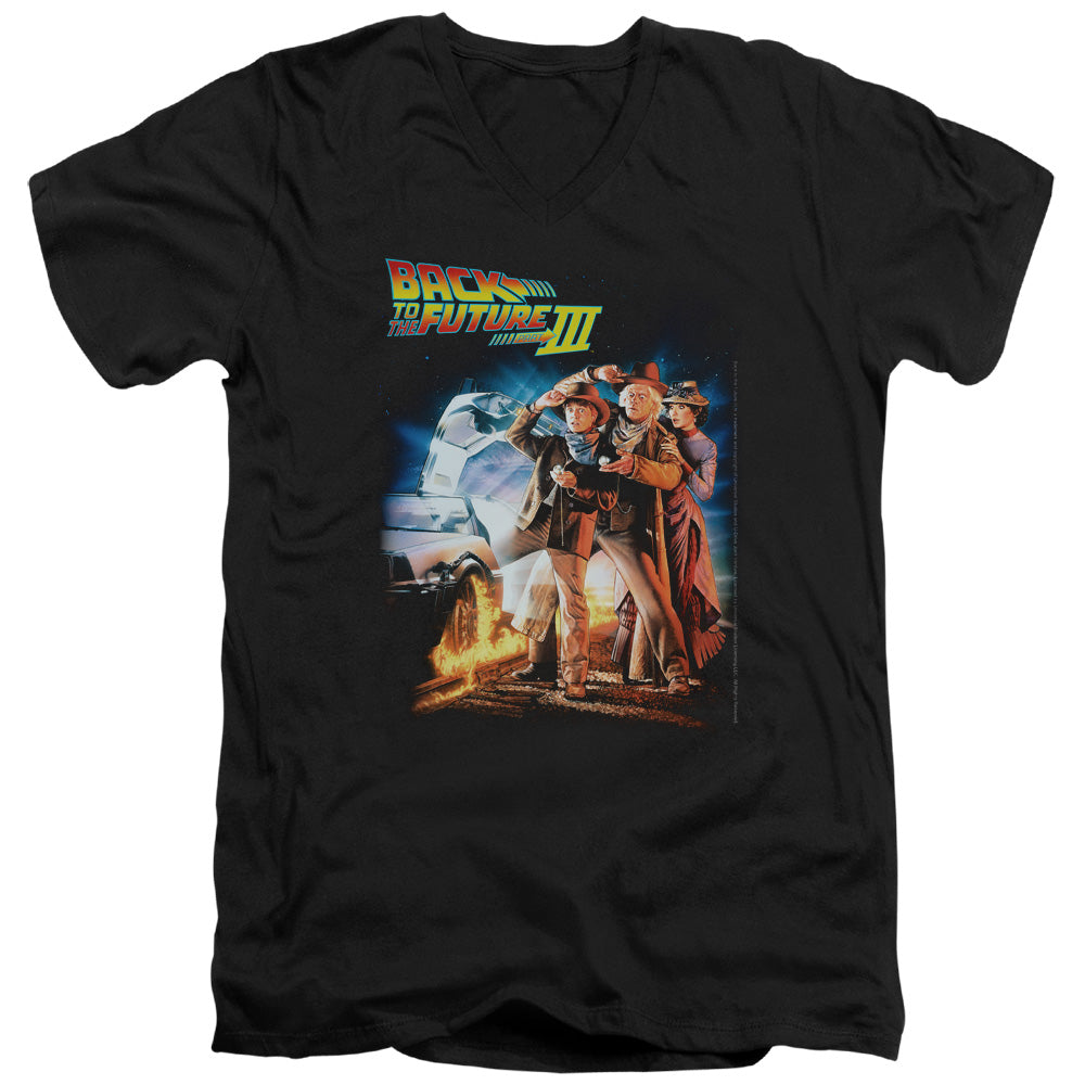 Back To The Future III Poster Mens Slim Fit V-Neck T Shirt Black Hoodie, Sweatshirt | CiraTrend.com