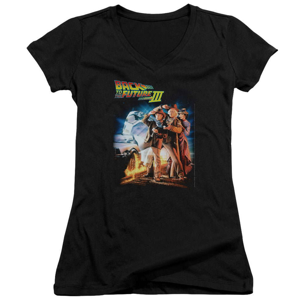 Back To The Future III Poster Junior Sheer Cap Sleeve V-Neck Womens T Shirt Black Hoodie, Sweatshirt | CiraTrend.com