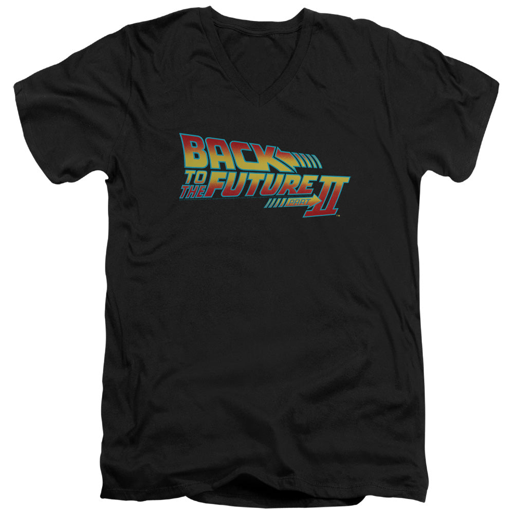 Back To The Future II Logo Mens Slim Fit V-Neck T Shirt Black Hoodie, Sweatshirt | CiraTrend.com