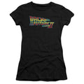 Back To The Future II Logo Junior Sheer Cap Sleeve Womens T Shirt Black Hoodie, Sweatshirt | CiraTrend.com