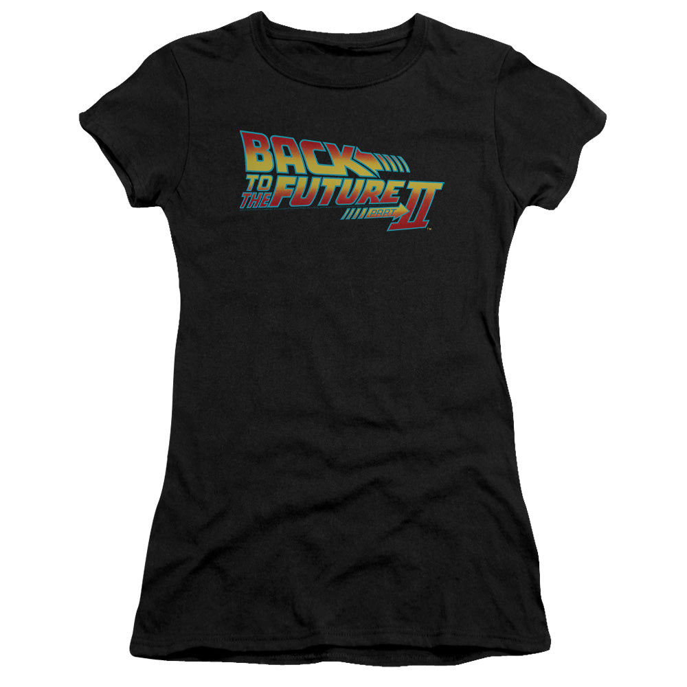 Back To The Future II Logo Junior Sheer Cap Sleeve Womens T Shirt Black Hoodie, Sweatshirt | CiraTrend.com