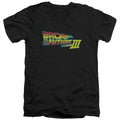 Back To The Future III Logo Mens Slim Fit V-Neck T Shirt Black Hoodie, Sweatshirt | CiraTrend.com