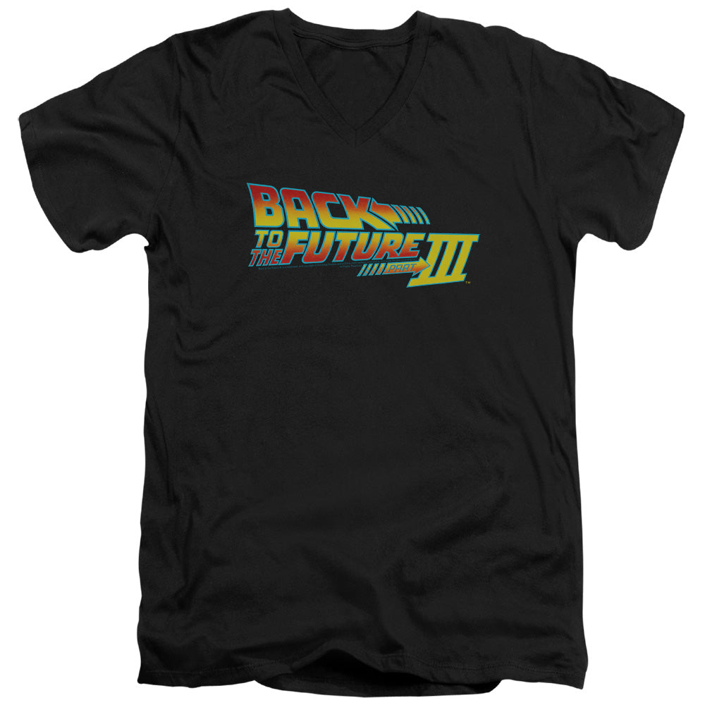 Back To The Future III Logo Mens Slim Fit V-Neck T Shirt Black Hoodie, Sweatshirt | CiraTrend.com