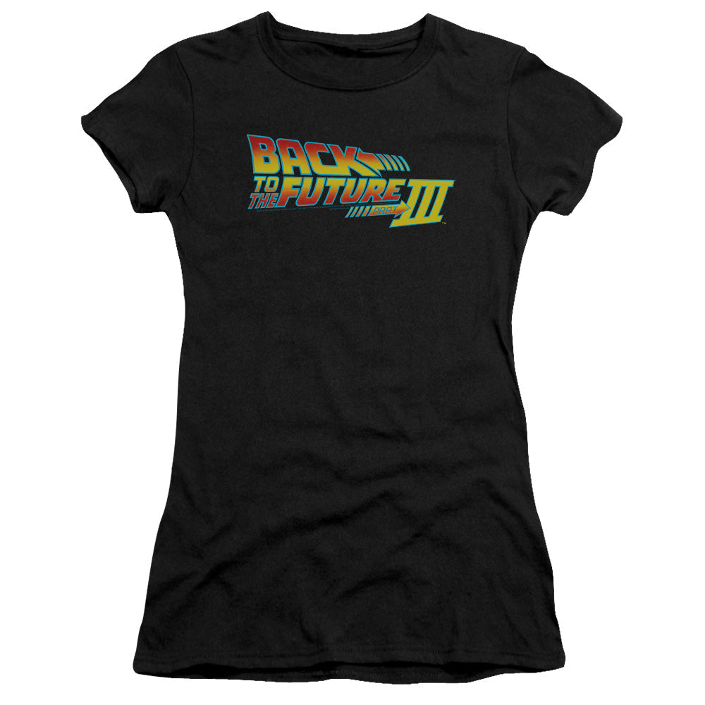 Back To The Future III Logo Junior Sheer Cap Sleeve Womens T Shirt Black Hoodie, Sweatshirt | CiraTrend.com