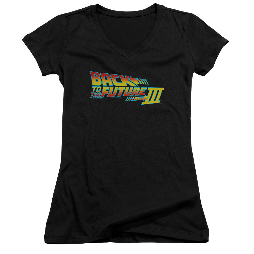 Back To The Future III Logo Junior Sheer Cap Sleeve V-Neck Womens T Shirt Black Hoodie, Sweatshirt | CiraTrend.com