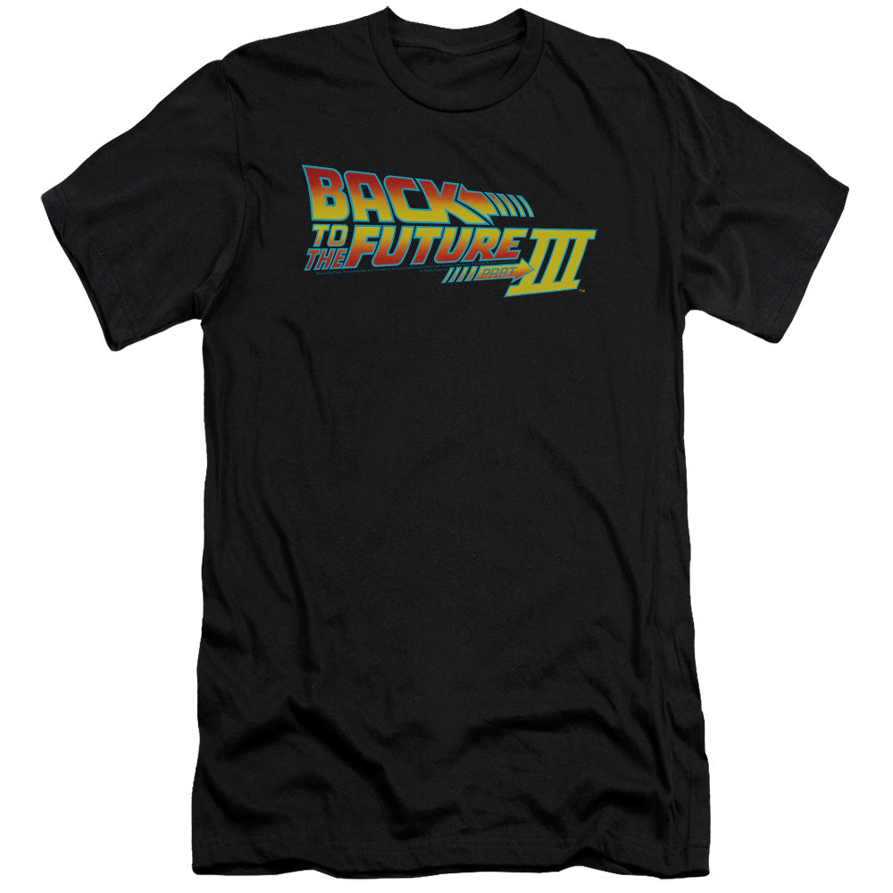 Back To The Future Iii Logo Premium Bella Canvas Slim Fit Mens T Shirt Black Hoodie, Sweatshirt | CiraTrend.com (Image 1)