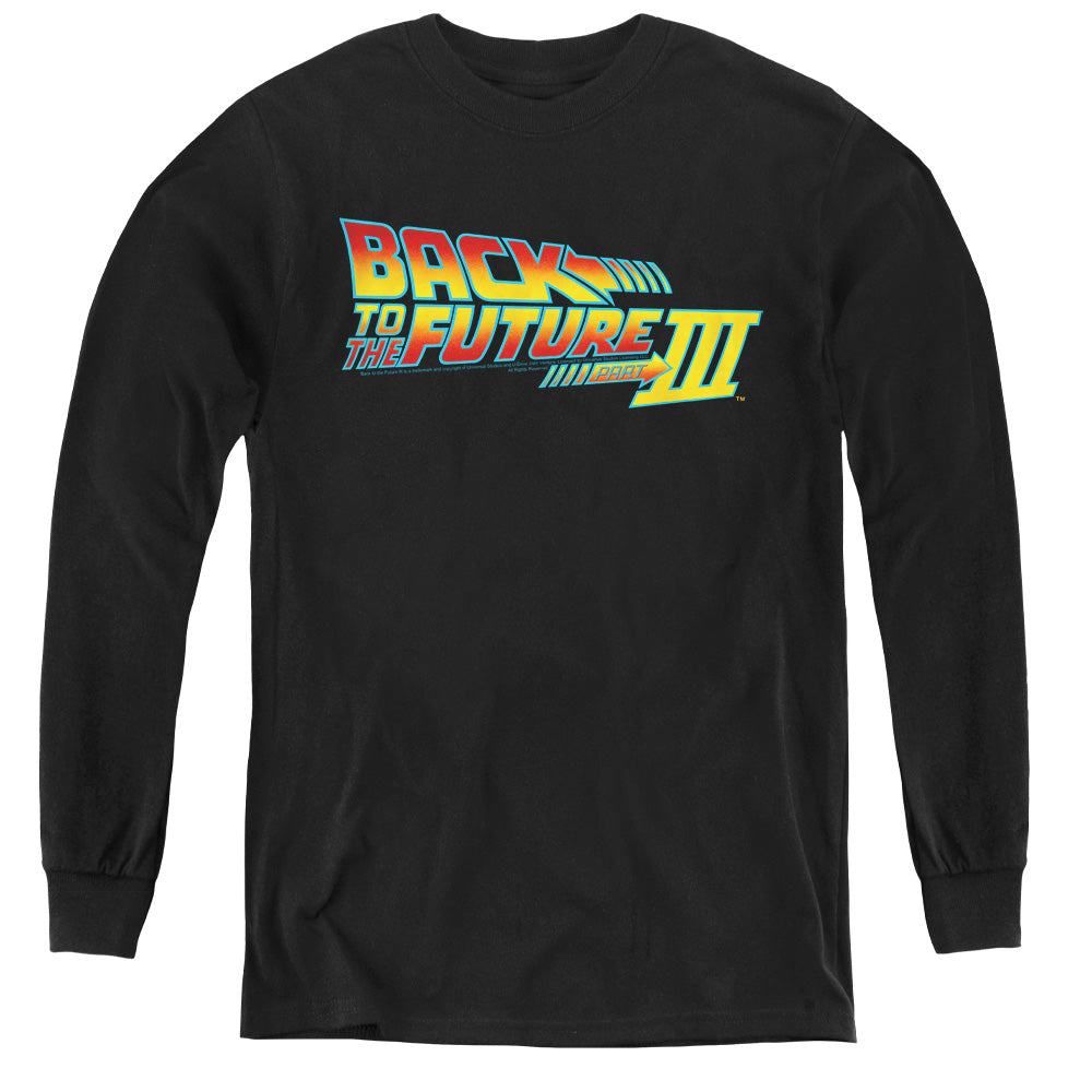 Back To The Future III Logo Long Sleeve Kids Youth T Shirt Black Hoodie, Sweatshirt | CiraTrend.com