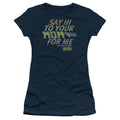 Back To The Future Say Hi Junior Sheer Cap Sleeve Womens T Shirt Navy Blue Hoodie, Sweatshirt | CiraTrend.com