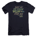 Back To The Future Say Hi - Men's Premium Slim Fit T-Shirt Hoodie, Sweatshirt | CiraTrend.com