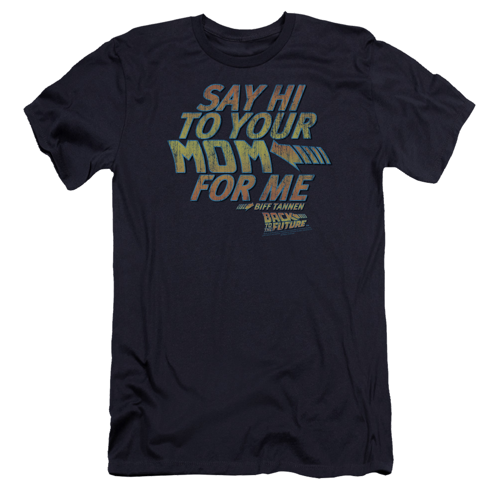 Back To The Future Say Hi - Men's Premium Slim Fit T-Shirt Hoodie, Sweatshirt | CiraTrend.com