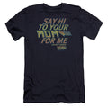 Back Future Say Hi Bella Canvas Slim Fit Navy Blue T-Shirts, Hoodie, Sweatshirt