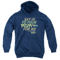 Back To The Future Say Hi Kids Youth Hoodie Navy Blue T-Shirts, Sweatshirt | CiraTrend.com