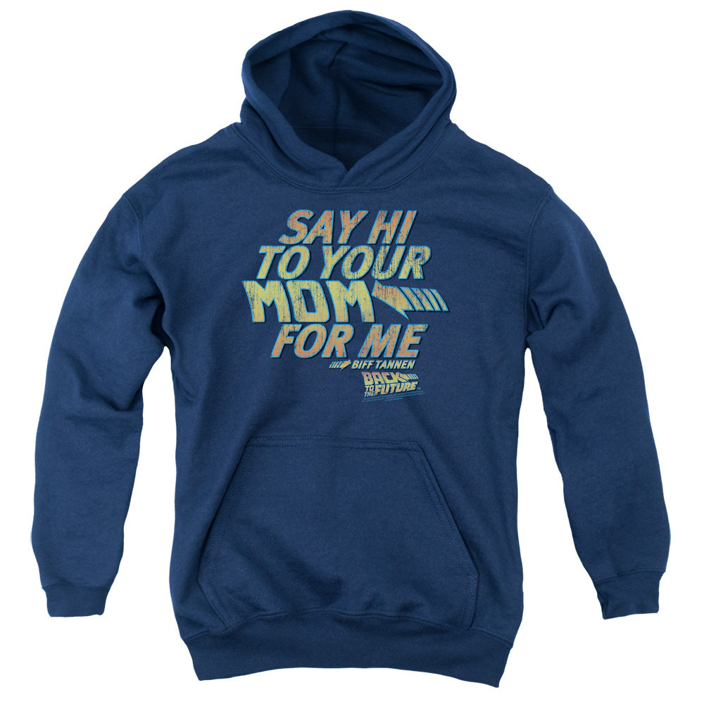 Back To The Future Say Hi Kids Youth Hoodie Navy Blue T-Shirts, Sweatshirt | CiraTrend.com