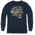 Back To The Future Say Hi Long Sleeve Kids Youth T Shirt Navy Blue Hoodie, Sweatshirt | CiraTrend.com