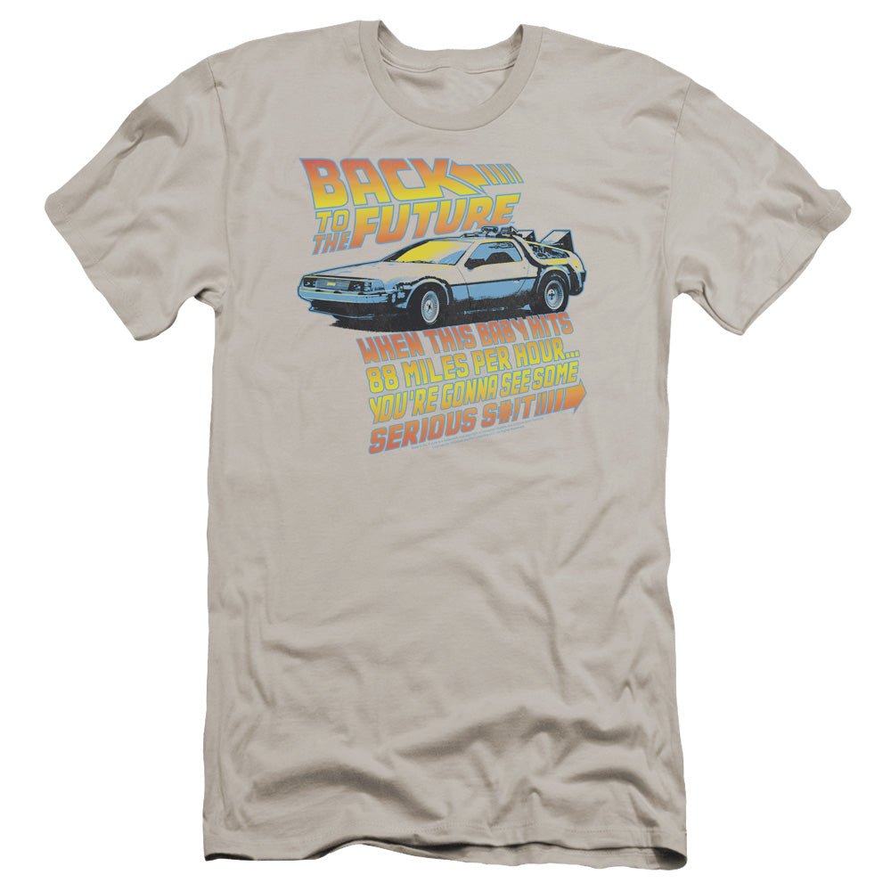 Back To The Future 88 MPH Premium Bella Canvas Slim Fit Mens T Shirt Silver Hoodie, Sweatshirt | CiraTrend.com