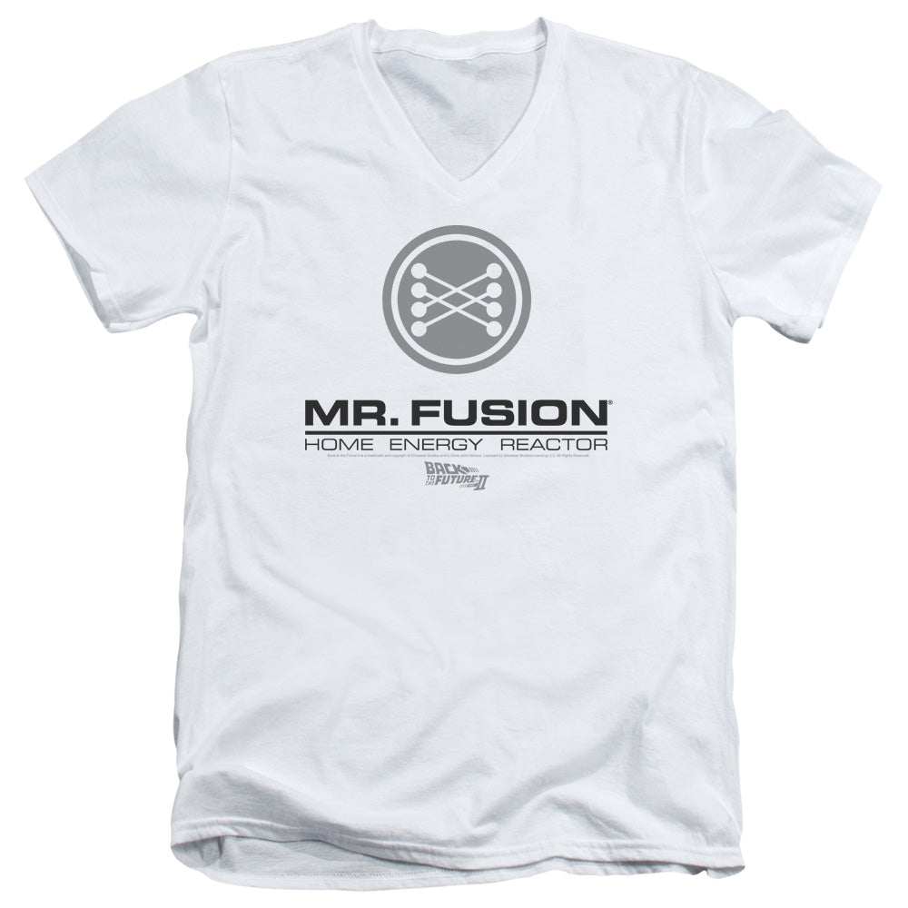 Back To The Future II Mr. Fusion Logo Mens Slim Fit V-Neck T Shirt White Hoodie, Sweatshirt | CiraTrend.com