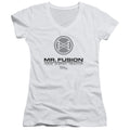 Back To The Future II Mr. Fusion Logo Junior Sheer Cap Sleeve V-Neck Womens T Shirt White Hoodie, Sweatshirt | CiraTrend.com