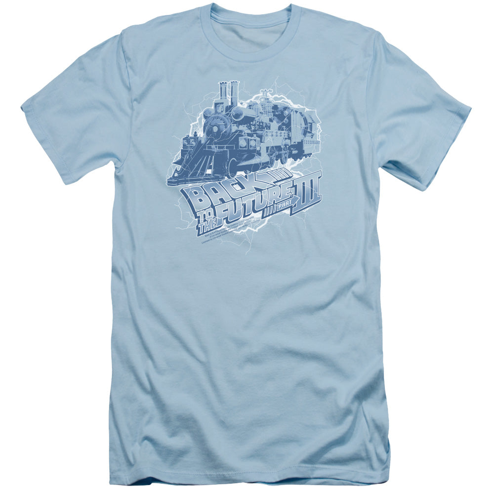 Back To The Future III Time Train Slim Fit Mens T Shirt Light Blue Hoodie, Sweatshirt | CiraTrend.com