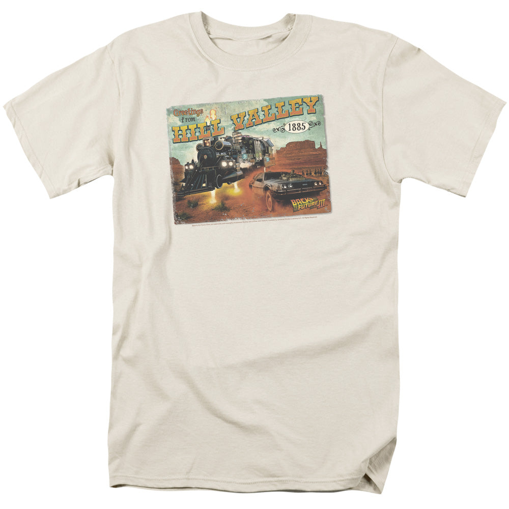 Back To The Future Iii Hill Valley Postcard Mens T Shirt Cream Hoodie, Sweatshirt | CiraTrend.com
