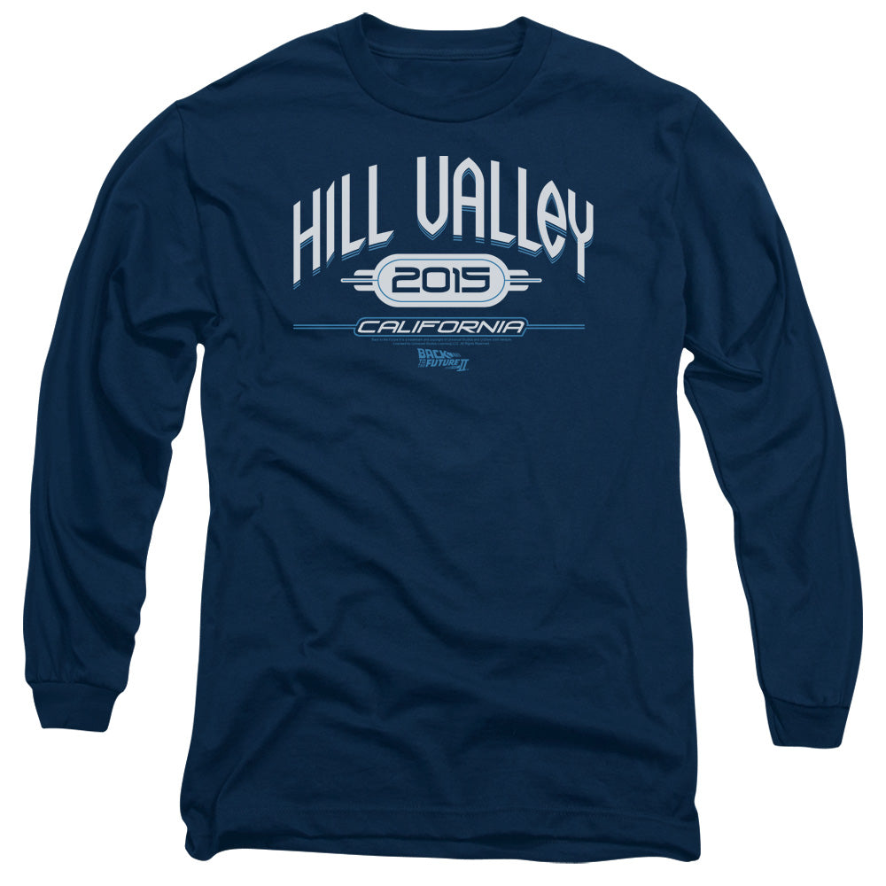 Back To The Future Ii Hill Valley 2015 Mens Long Sleeve Shirt Navy Navy Hoodie, Sweatshirt | CiraTrend.com (Image 1)
