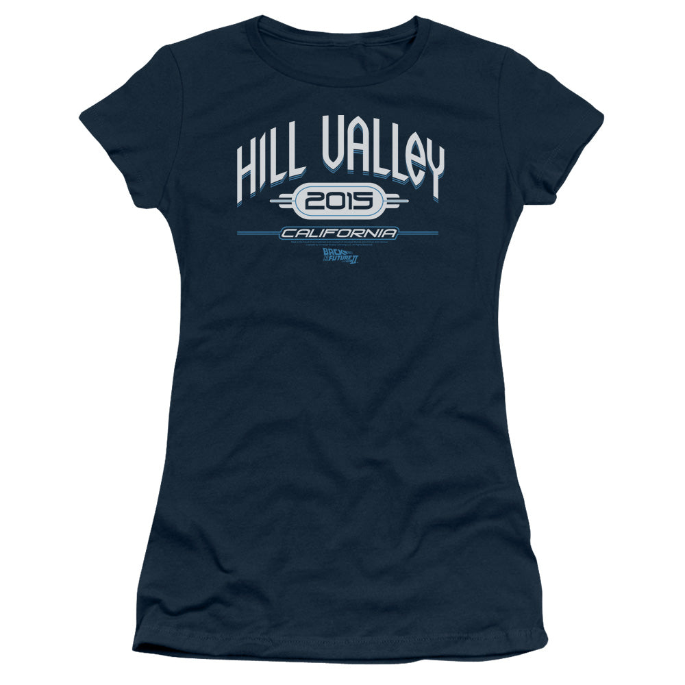 Back To The Future II Hill Valley 2015 Junior Sheer Cap Sleeve Womens T Shirt Navy Blue Hoodie, Sweatshirt | CiraTrend.com