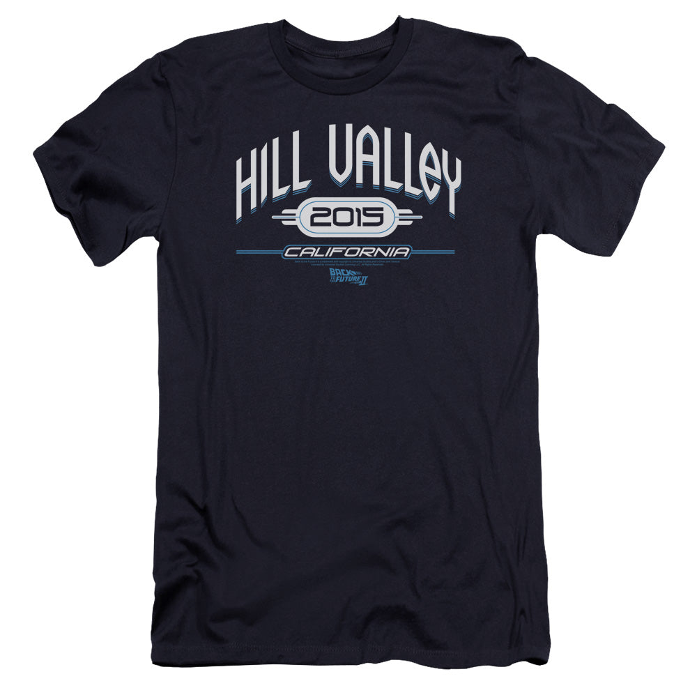 Back To The Future Ii Hill Valley 2015 Premium Bella Canvas Slim Fit Mens T Shirt Navy Hoodie, Sweatshirt | CiraTrend.com
