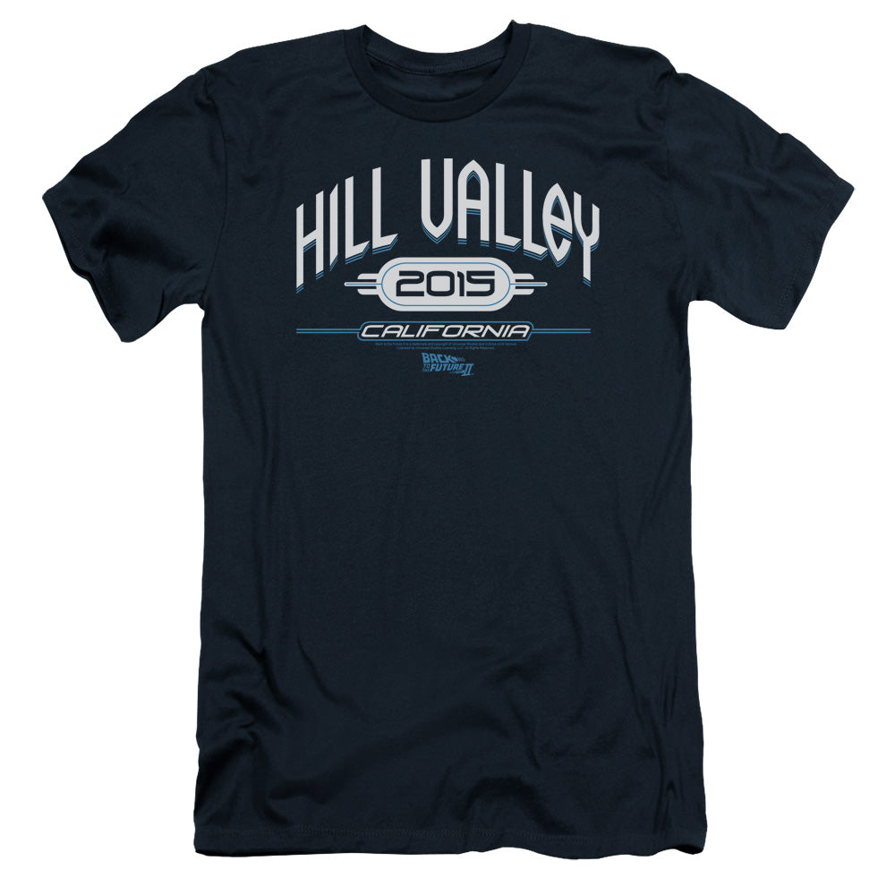 Back To The Future II Hill Valley 2015 Slim Fit Mens T Shirt Navy Blue Hoodie, Sweatshirt | CiraTrend.com