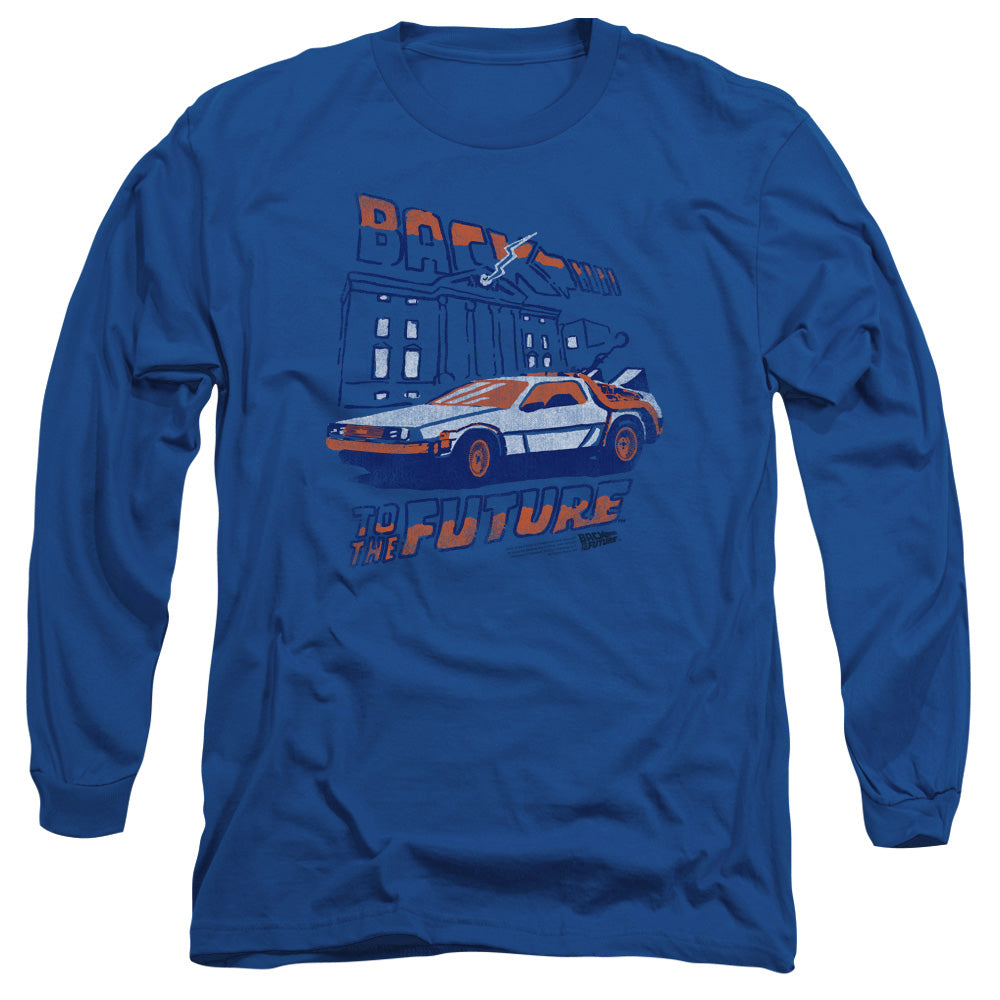 Back To The Future Lightning Strikes Mens Long Sleeve Shirt Royal Blue Hoodie, Sweatshirt | CiraTrend.com (Image 1)