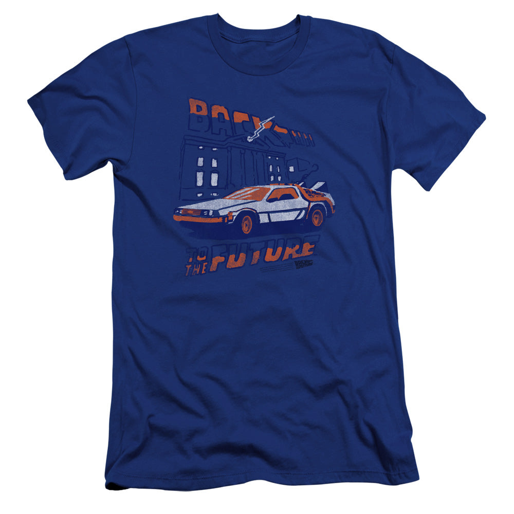 Back To The Future Lightning Strikes Premium Bella Canvas Slim Fit Mens T Shirt Royal Blue Hoodie, Sweatshirt (Image 2)