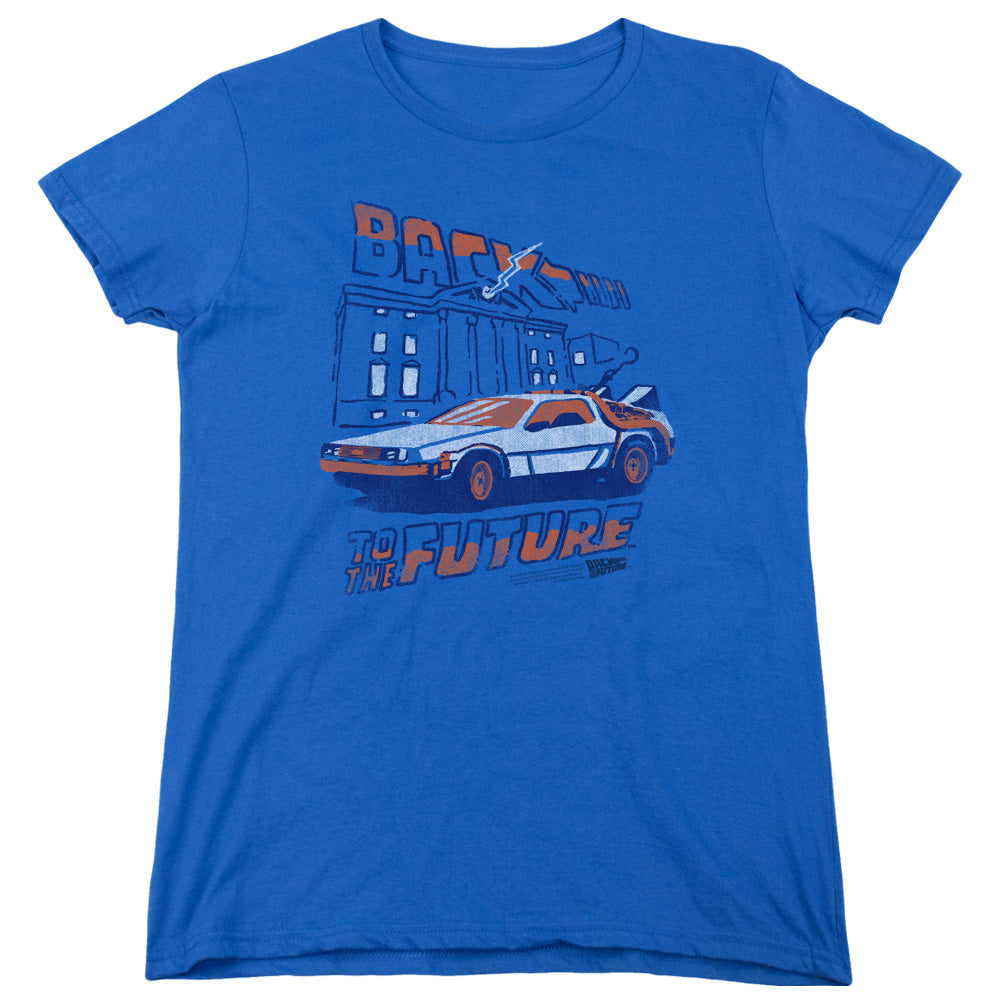 Back To The Future Lightning Strikes Womens T Shirt Royal Blue Hoodie, Sweatshirt | CiraTrend.com