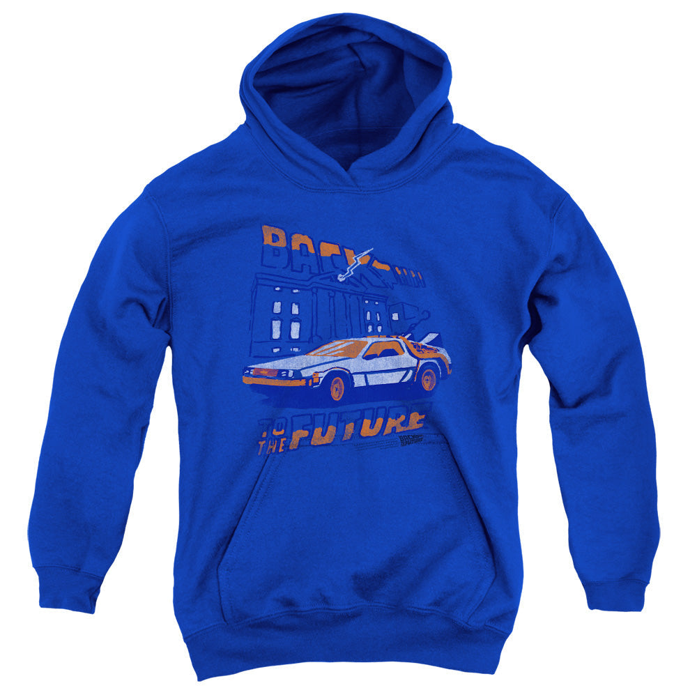 Back To The Future Lightning Strikes Kids Youth Hoodie Royal Blue T-Shirts, Sweatshirt | CiraTrend.com
