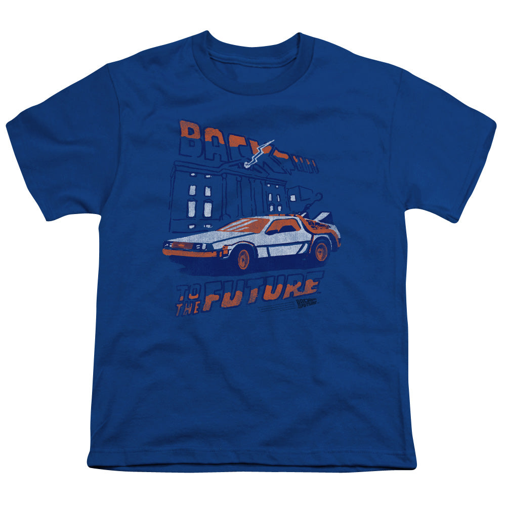 Back To The Future Lightning Strikes Kids Youth T Shirt Royal Blue Hoodie, Sweatshirt | CiraTrend.com