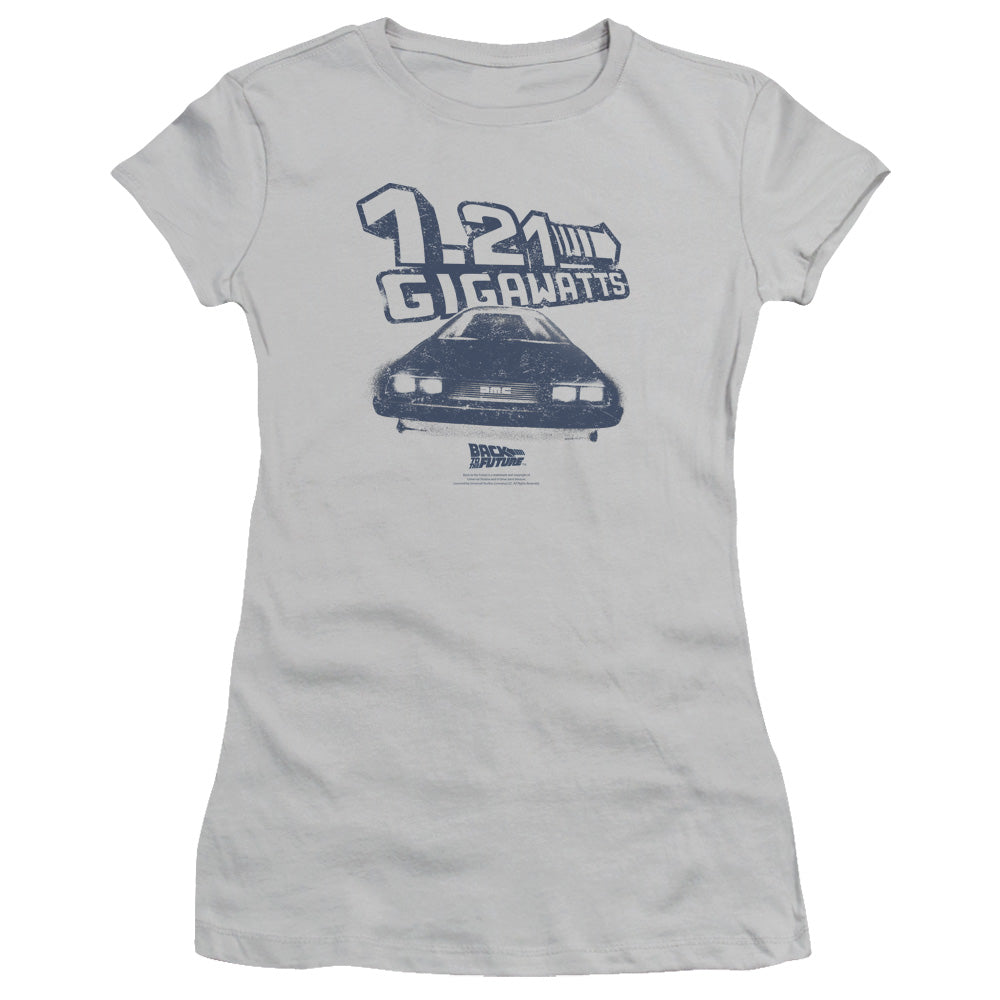 Back To The Future Gigawatts Junior Sheer Cap Sleeve Womens T Shirt Silver Hoodie, Sweatshirt | CiraTrend.com