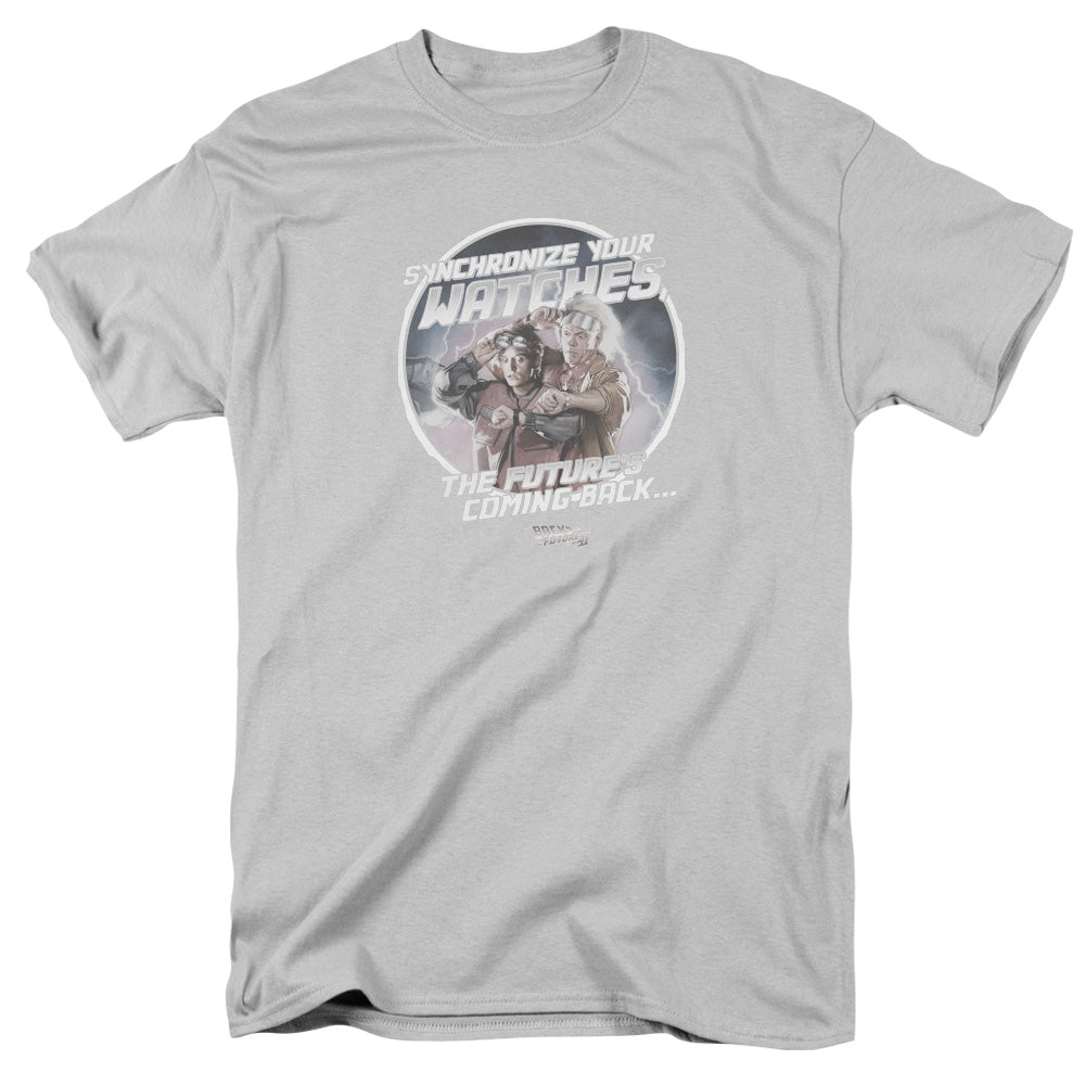 Back To The Future Ii Synchronize Watches Mens T Shirt Silver Silver Hoodie, Sweatshirt | CiraTrend.com