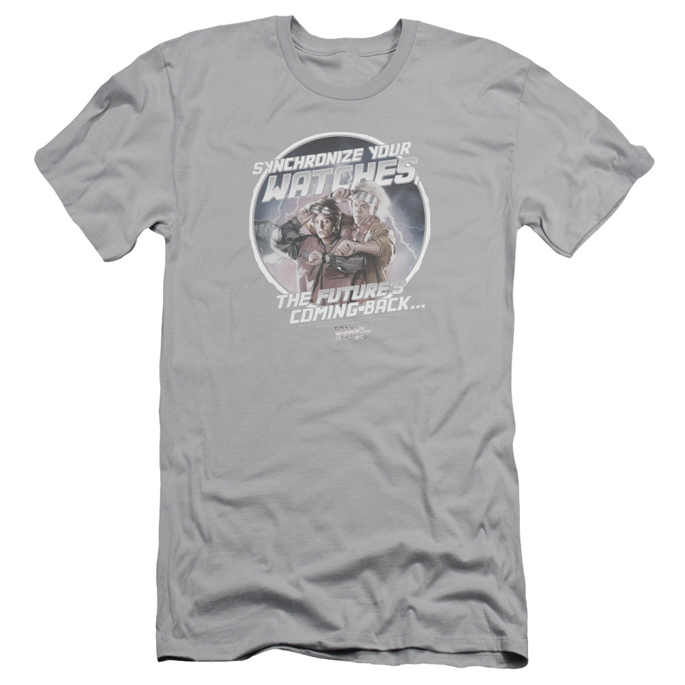 Back To The Future II Synchronize Watches Slim Fit Mens T Shirt Silver Hoodie, Sweatshirt | CiraTrend.com