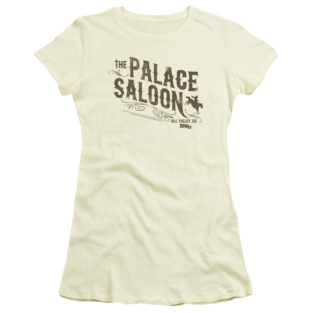 Back To The Future III Palace Saloon Junior Sheer Cap Sleeve Womens T Shirt Cream Hoodie, Sweatshirt | CiraTrend.com