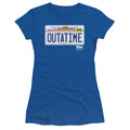 Back Future Outatime Plate Junior Sheer Cap Sleeve Royal Blue T-Shirts, Hoodie, Sweatshirt